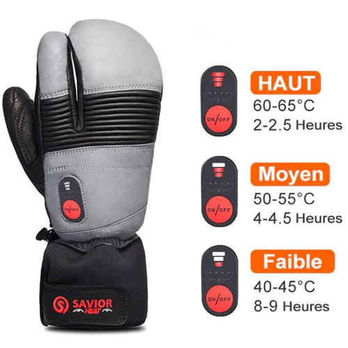 Gants Chauffants Ski Gris